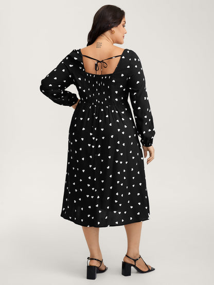 Supersoft Hearts Back Cut-Out Drawstring Midi Dress