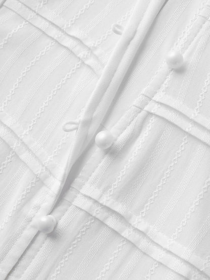 Textured Pleated Bodice Plain Blouse