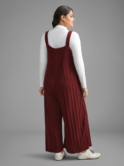 Textured Pockets Straight Leg Overall