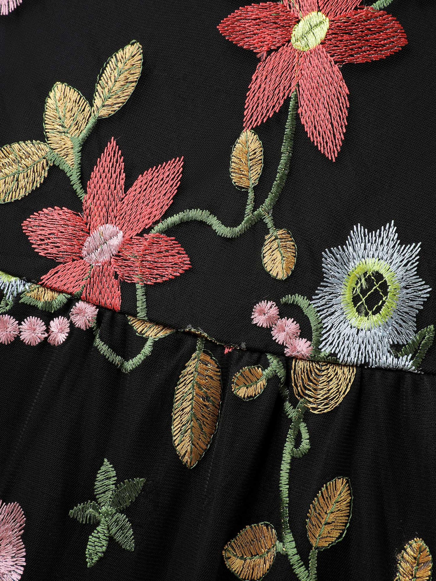 Floral Embroidered Mesh Knit Top