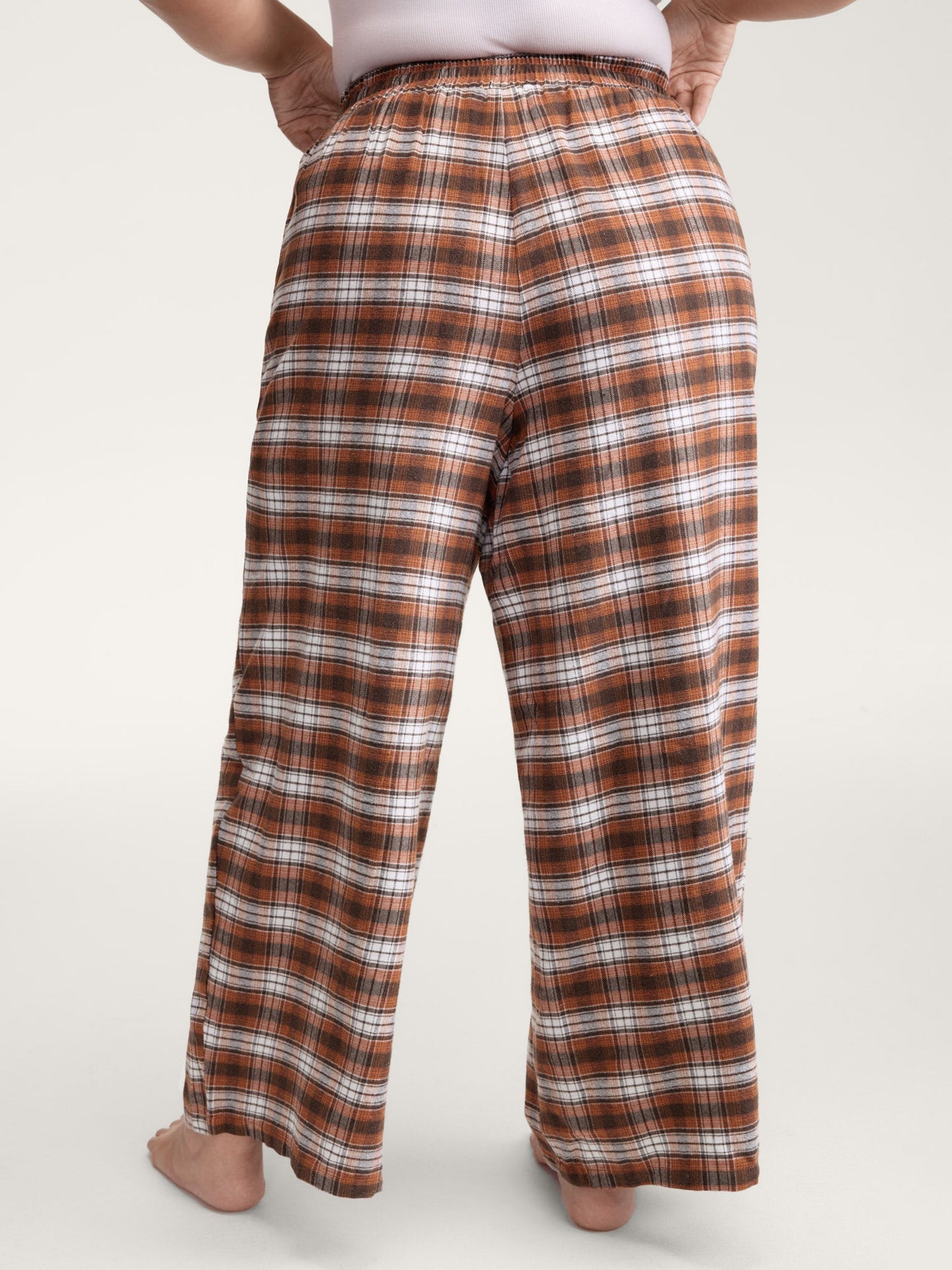 Checkered Print Drawstring Wide-Leg Lounge Pants