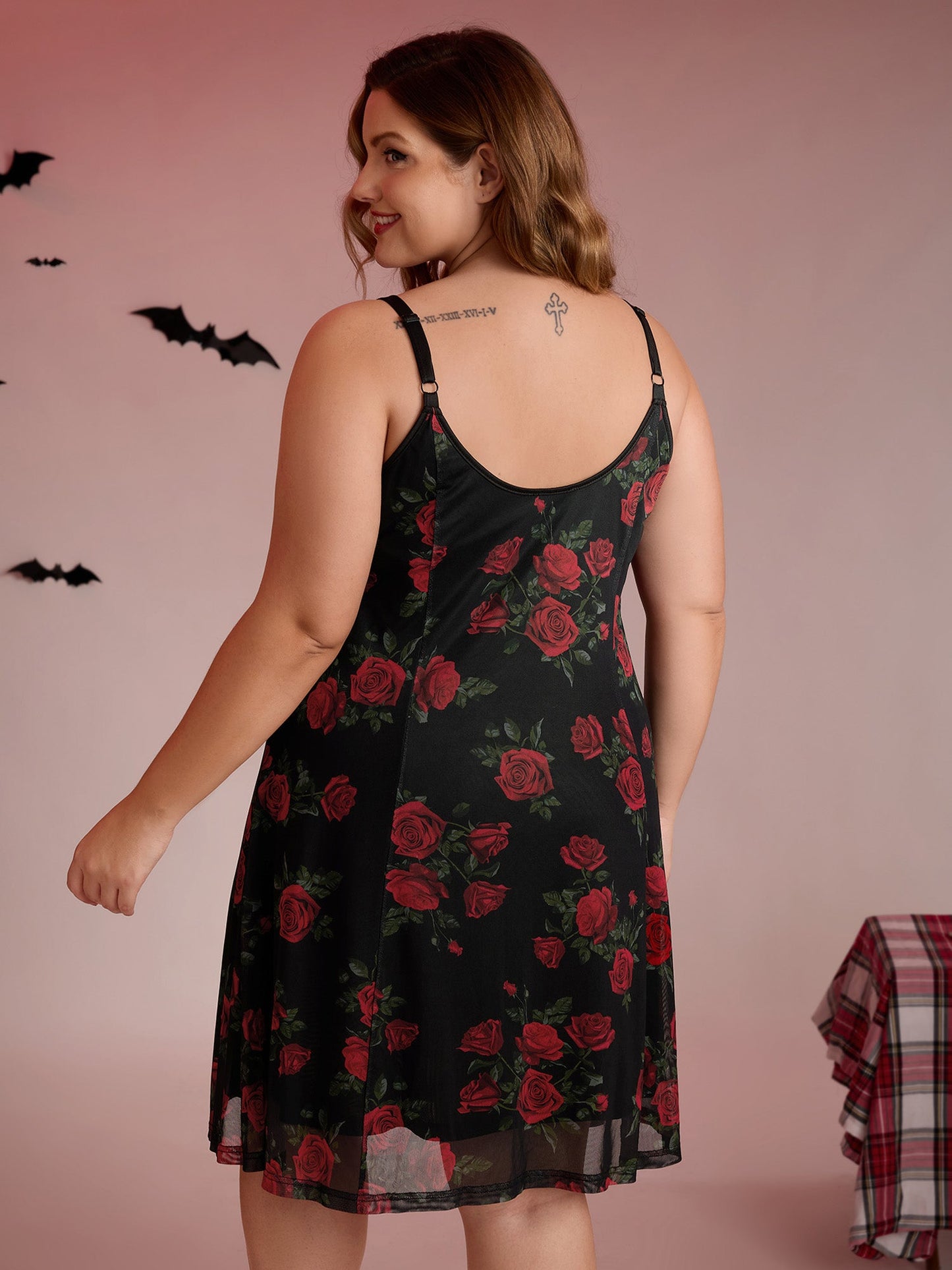 Rose Print Neck-Ties Flowy Sleep Dress