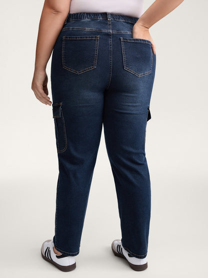 Waist Drawstring Straight-Leg Jeans
