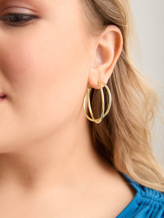 Double Ring Gold-Tone Earrings