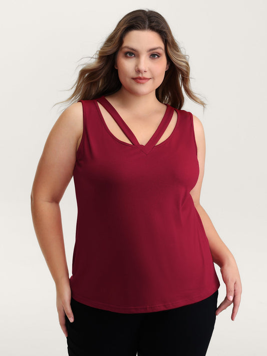 Supersoft Stretchy Cut-Out V-Neck Tank Top