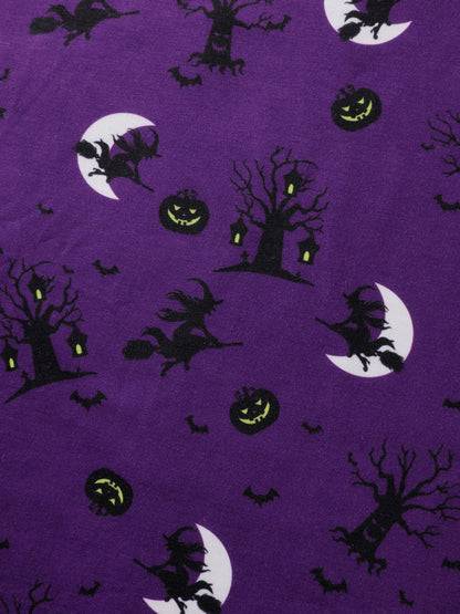 Midnight Halloween Print Wide-Leg Lounge Pants