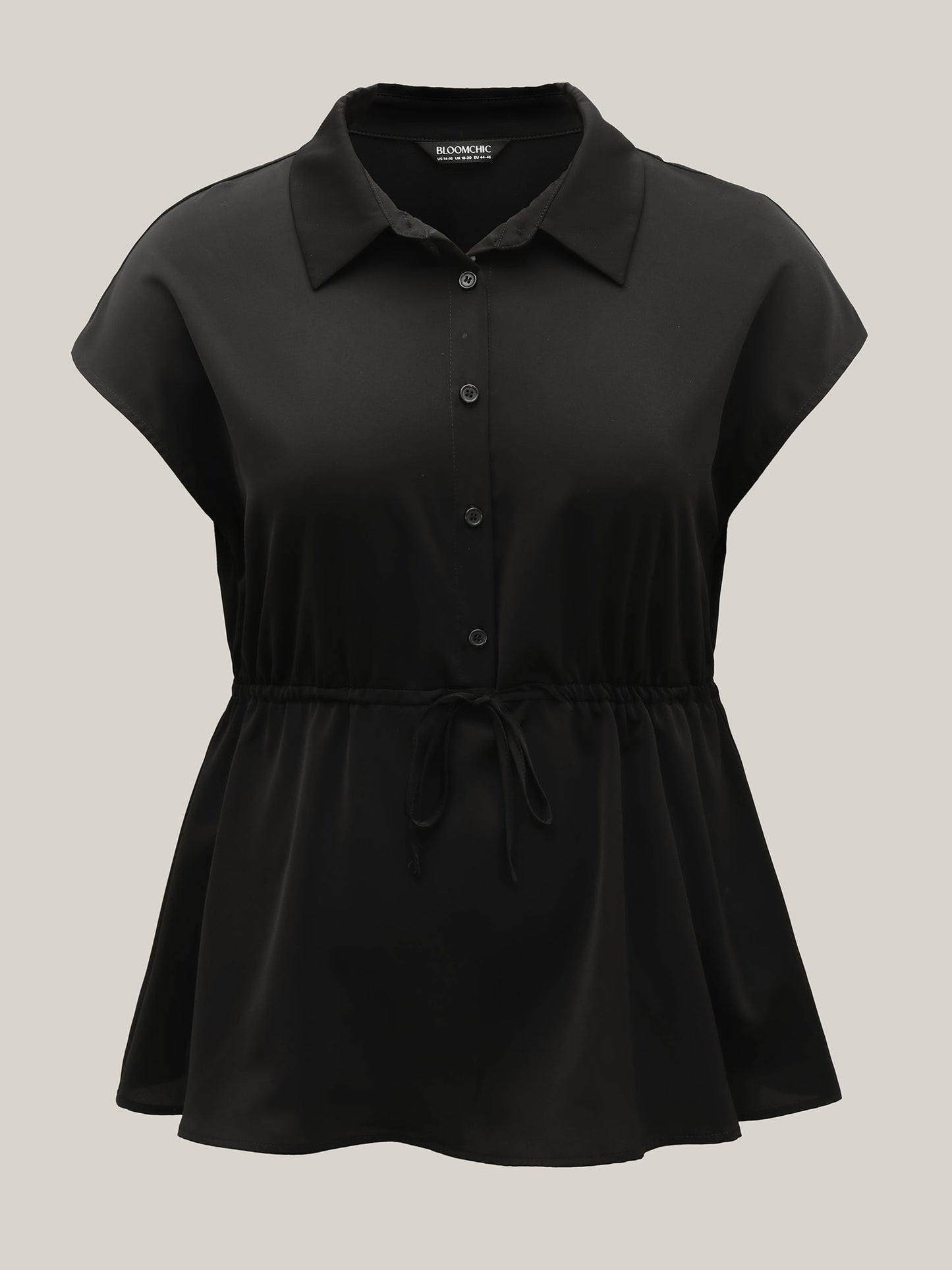 Solid Drawstring Waist Blouse