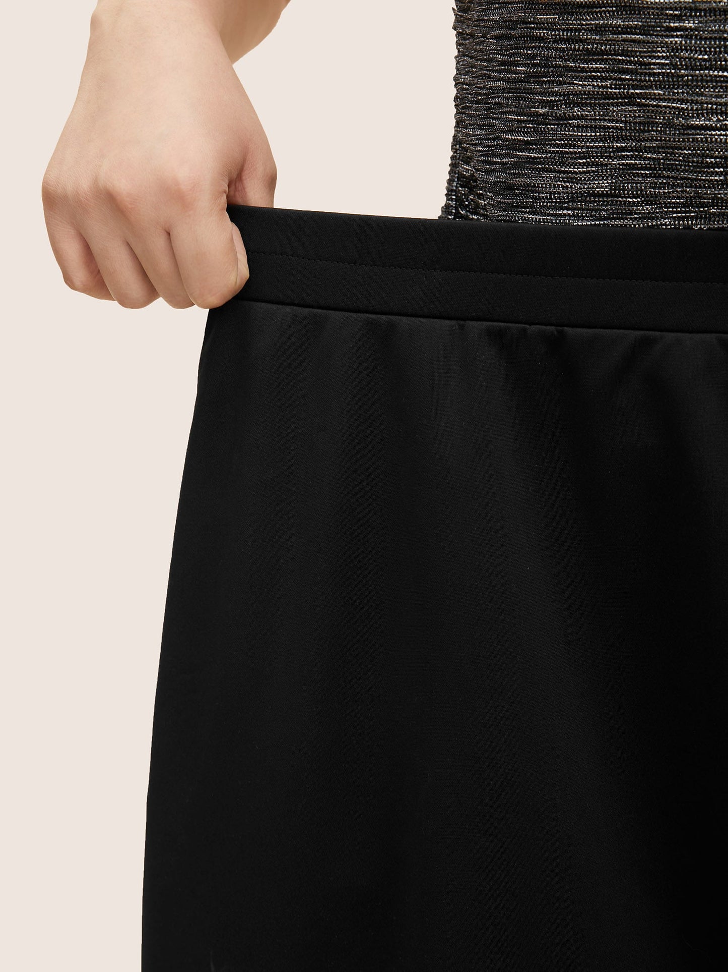 Laser Cut Elastic Waist Pocket Skirt