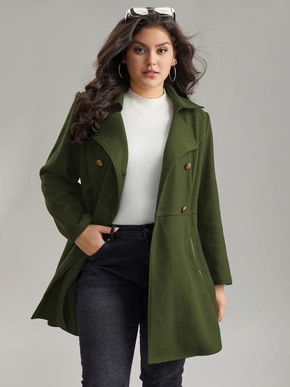 Lapel Collar Metal Detail Zipper Pocket Coat