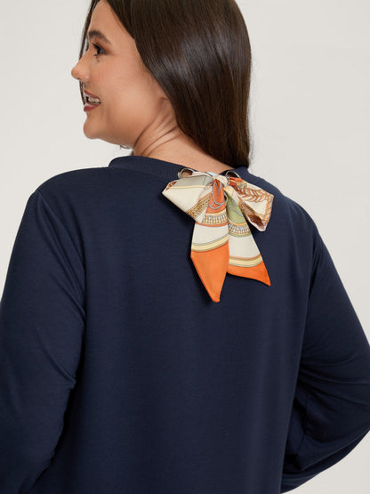 Back Silk Scarf Bow-Tie Detachable Sweatshirt