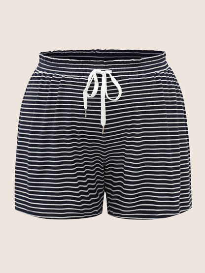 Letter Striped Drawstring Pajama Sets