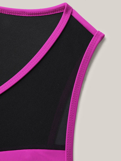 Glide Lock Zipper Color Block Swim Top