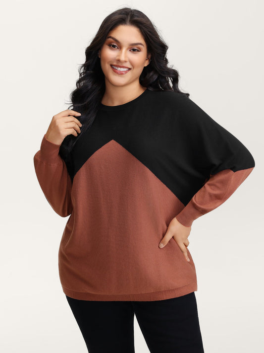 Color Contrast Dolman Sleeve Pullover