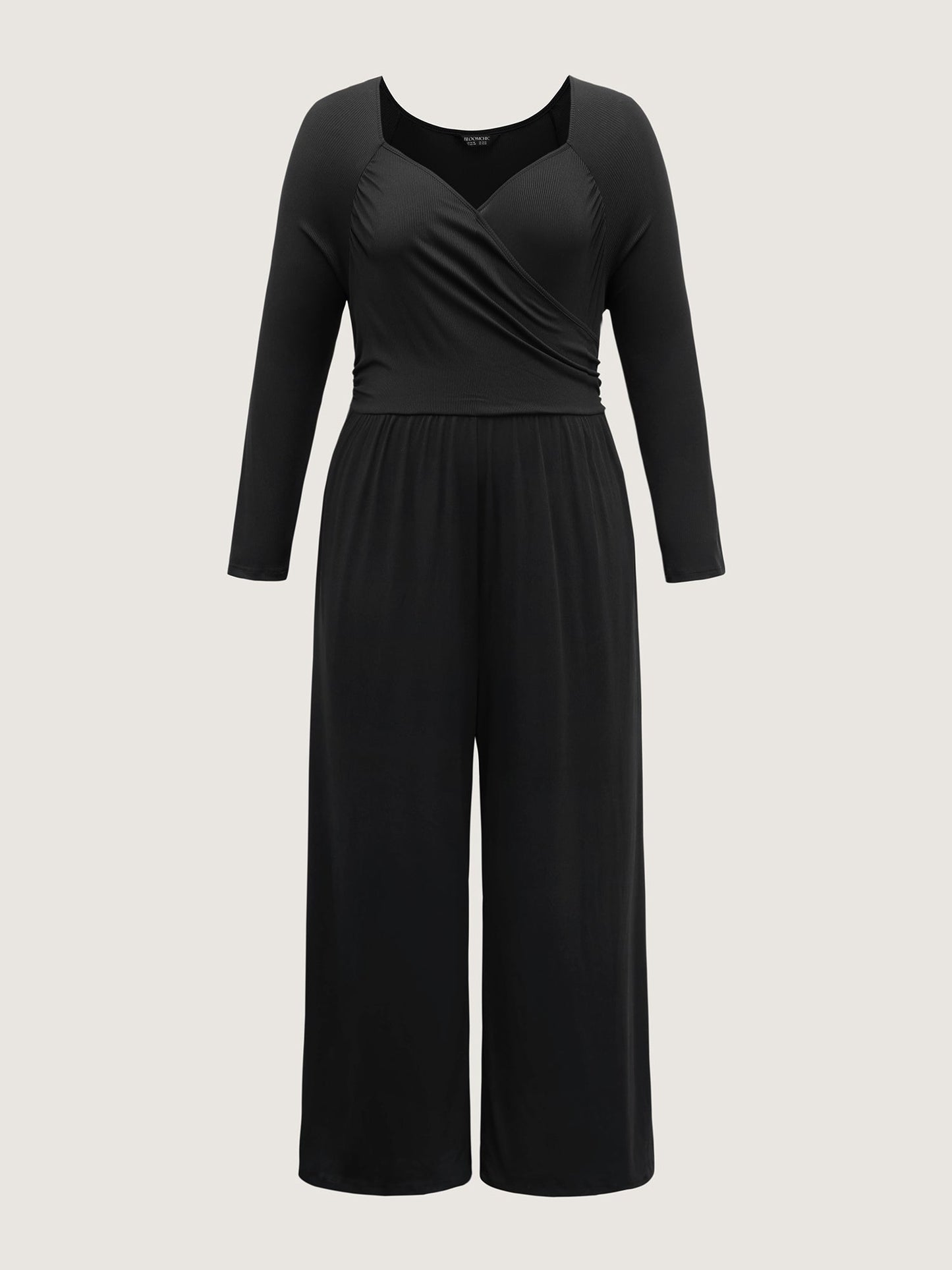 Pit Strip Textured Stretchy Raglan Sleeve Jumpsuit