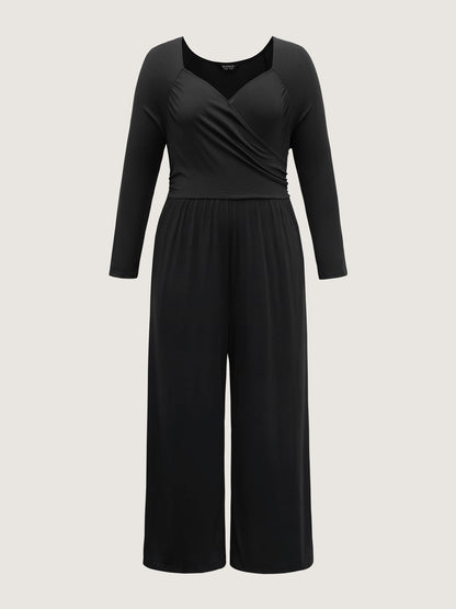 Pit Strip Textured Stretchy Raglan Sleeve Jumpsuit