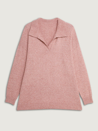 Heather Ribbed Hem Solid Pullover