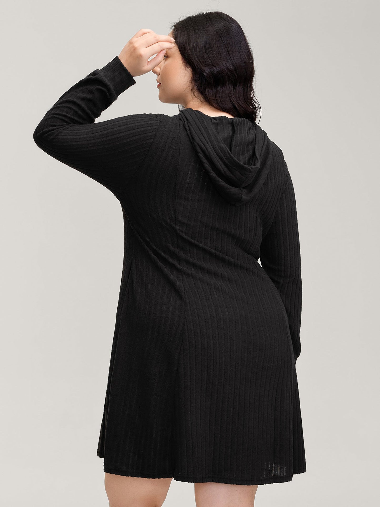 Textured Neck Cut-Out A-Line Midi Dress