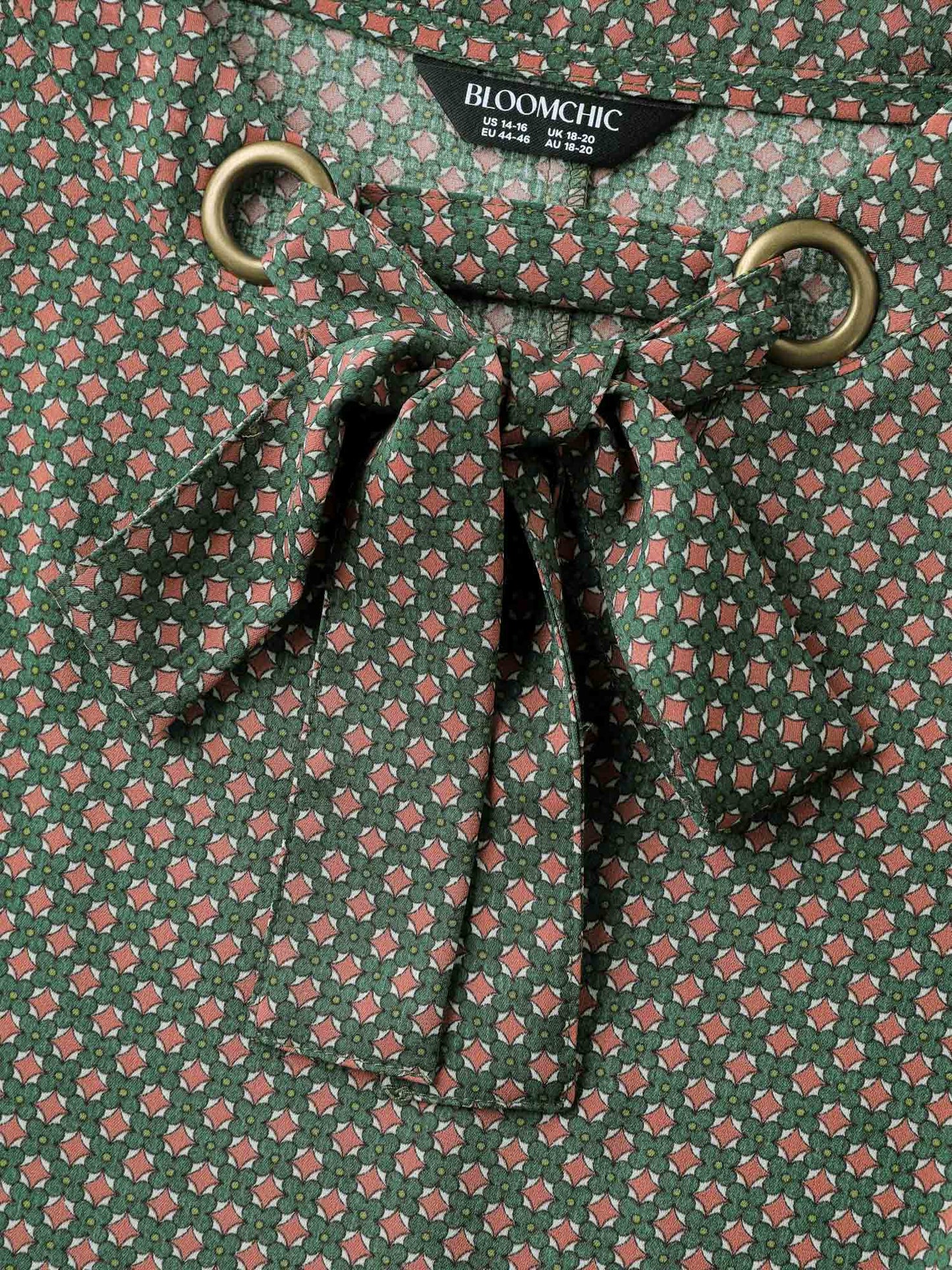 Geometric Print Bow-Tie Neckline Blouse