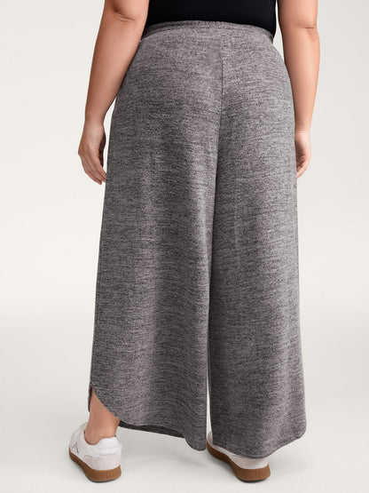 Stretchy Waistband Color-Mix Knit Pants