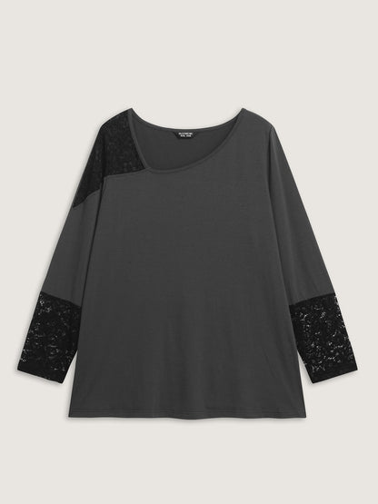 Supersoft Sheer Lace Solid T-Shirt