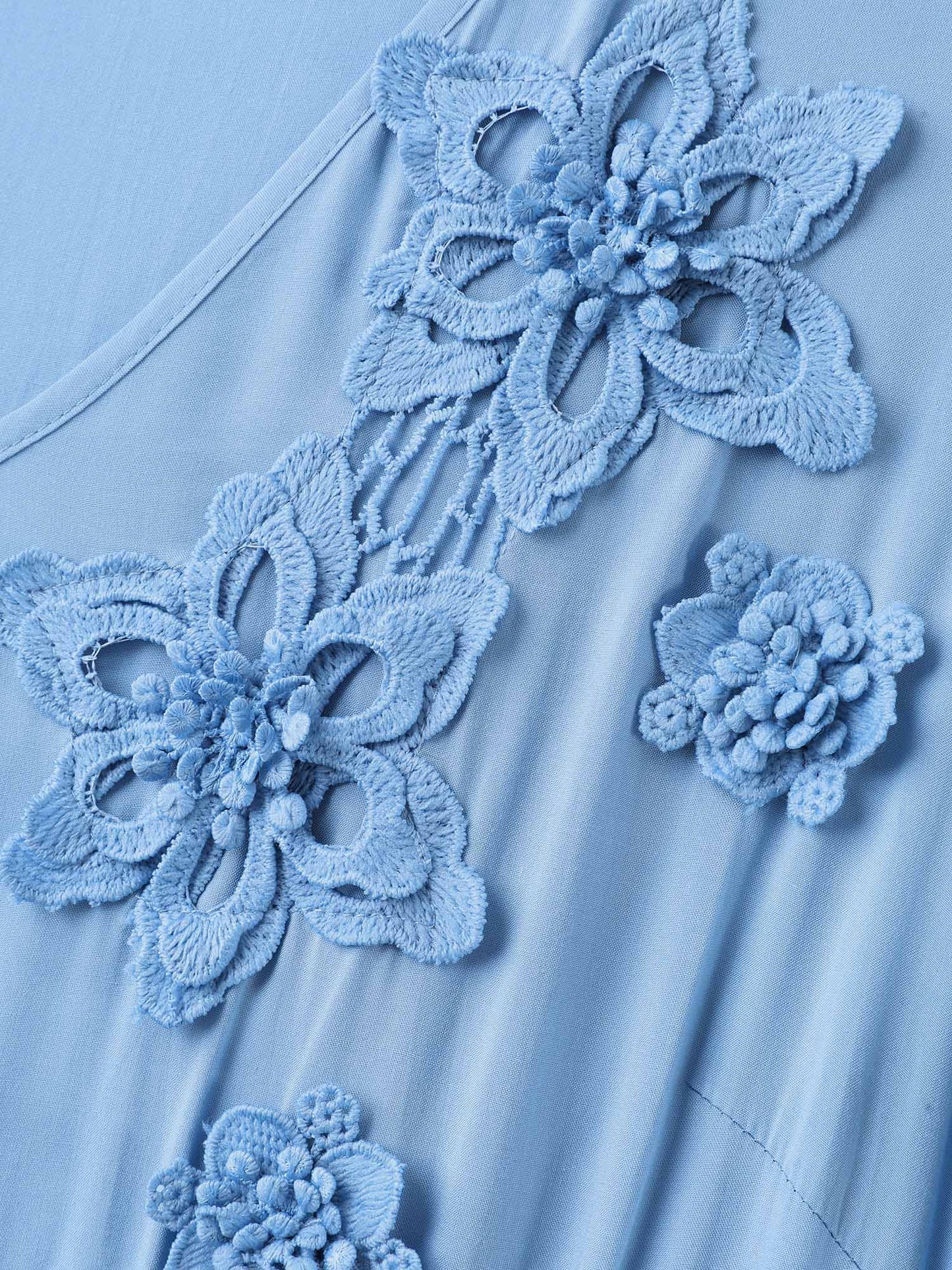Rayon Floral Detail Cinched-Waist Midi Dress