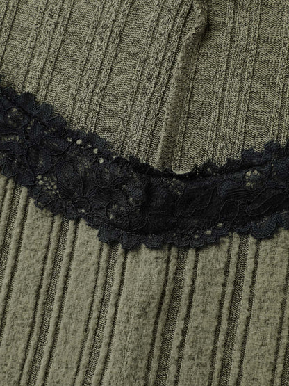 Ribbed Texture Lace Adjustable Lounge Jumpsuit