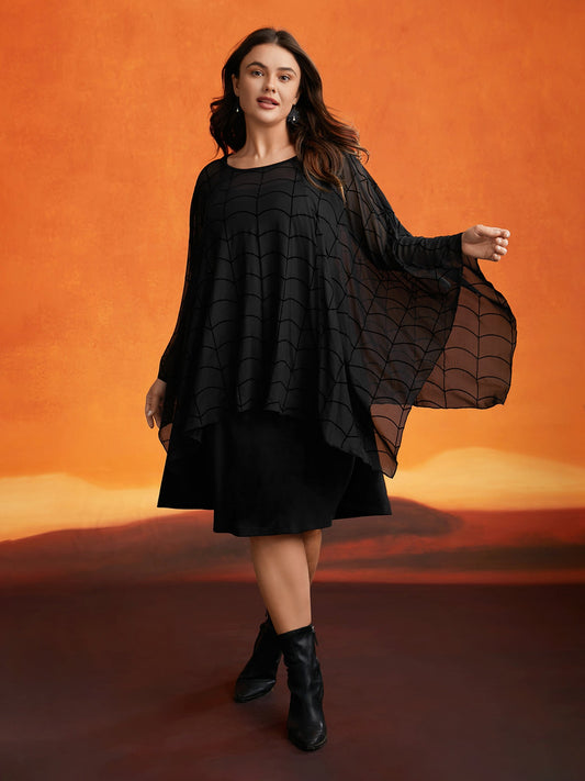 Spider Web Textured Two-Piece Tank Style Dress