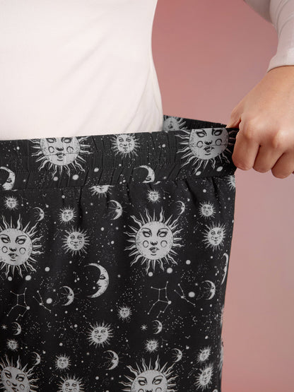 Starry Halloween Night Sheer Wide Waistband Pants
