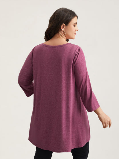 Button-Front High Low Hem Knit Top