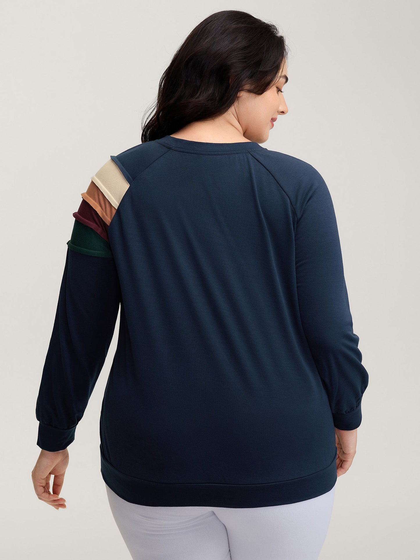 Rainbow Stripe Pleated Texture Sweatshirt
