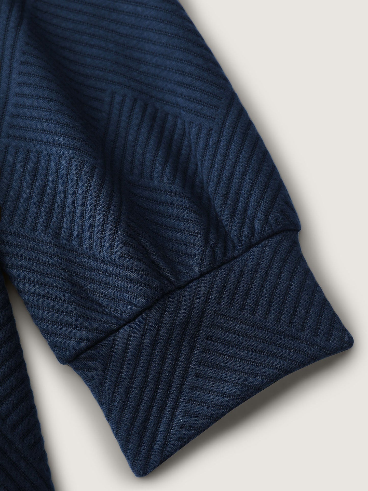 Textured Folded Collar Button Sweatshirt