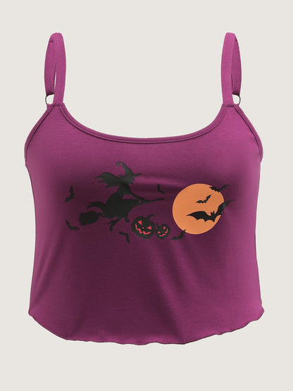 Halloween Print Stretchy Waist Loungewear Set