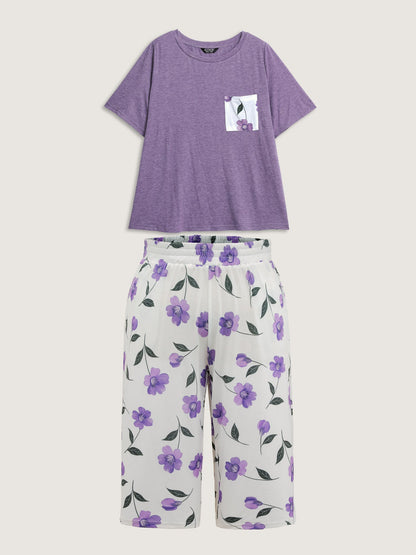 Color Contrast Pockets Loungewear Set