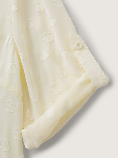 Color Contrast Button Placket Blouse