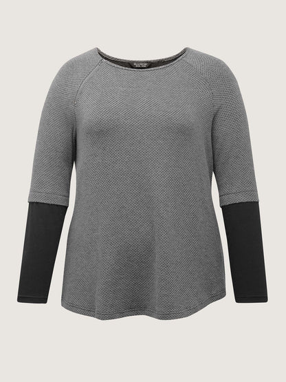 Shoulder Zip Color Contrast T-Shirt