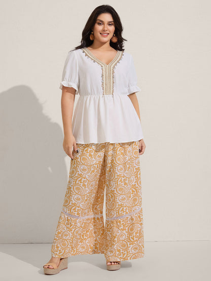 Contrast Webbing Shell Detail Blouse