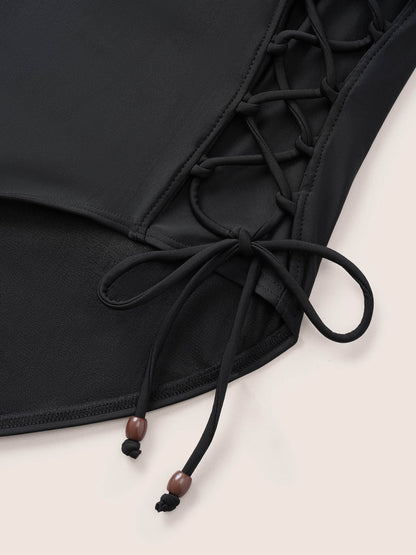 Plain Lace Up Side High Rise Swim Bottom