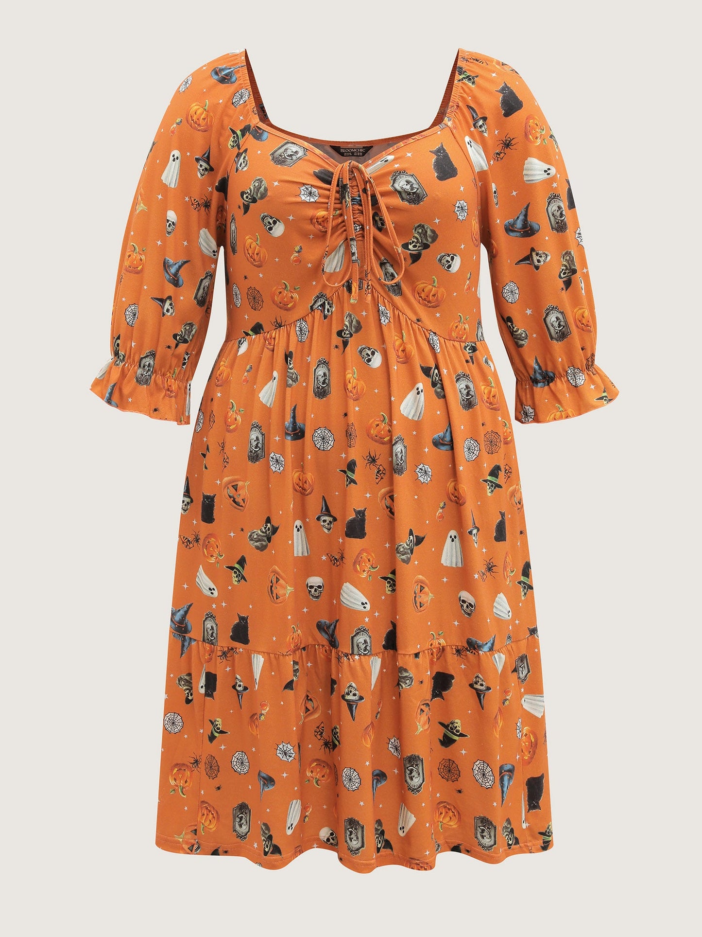 Cozy Hauntings Stretchy Waist Pockets Midi Dress