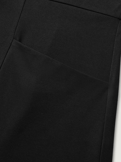 Stretchy Pockets Cinched-Waist Flared Midi Dress