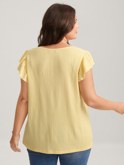Shirred Square Neck Flowy Solid Top