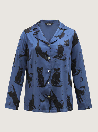 Cats Pockets Stretchy Print Co-ord Set