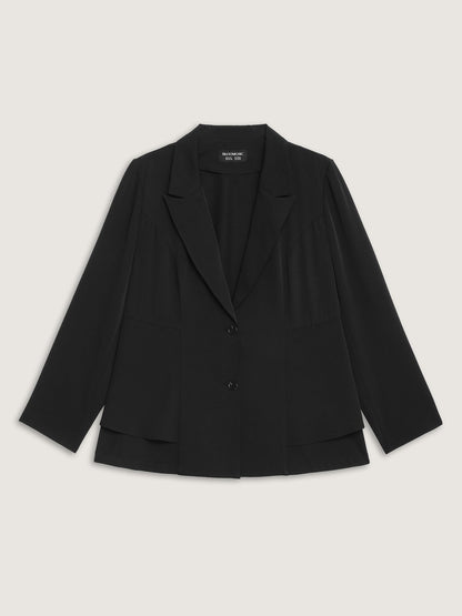 Ruffled Hem Double Button Blazer