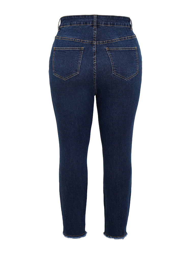 Straight Leg Very Stretchy Raw Hem Jeans