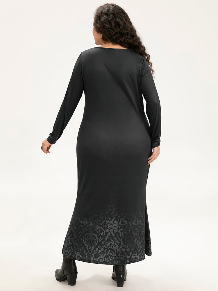 Halloween Skull Print Mermaid Hem Dress
