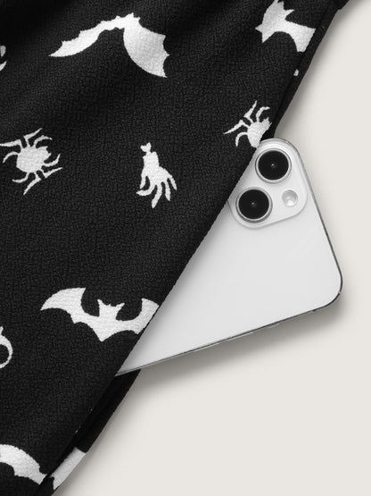 Halloween Bat Print Contrast Two-Piece Midi Dress