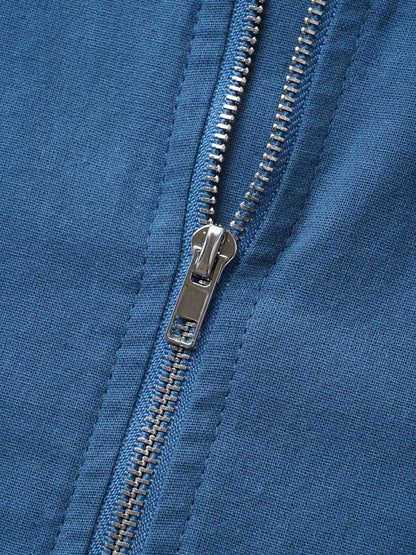 Round Neck Half Zip Flap Detail Belted Dress