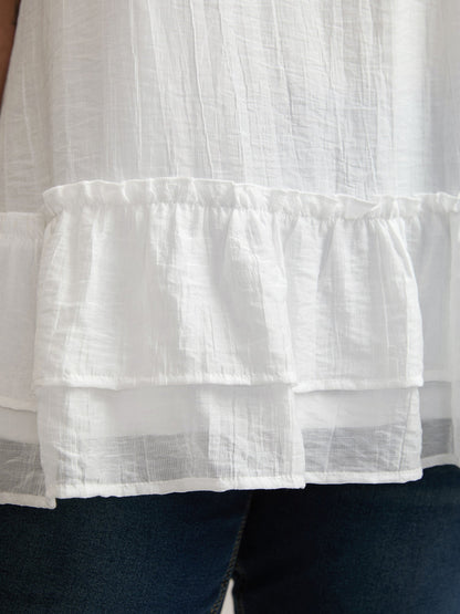 Layered Ruffled Hem Plain Knit Top