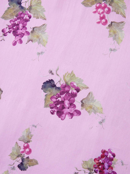 Fruity Floral Print Toothpick Pleat Maxi Dress