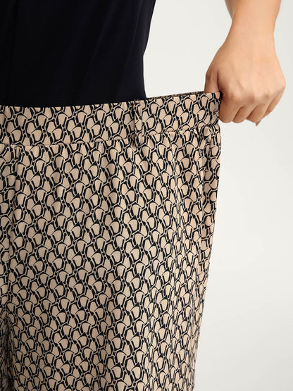 Geometric Print Stretchy Waist Wide-Leg Pants