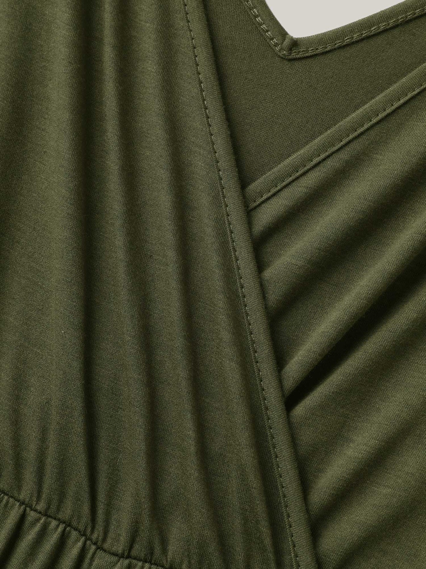 Stretchy Knit Pockets Cross Back Jumpsuit
